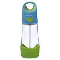 B.BOX Láhev na pití s brčkem modrá/zelená 450 ml