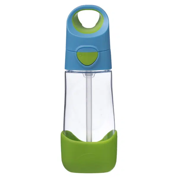 B.BOX Láhev na pití s brčkem modrá/zelená 450 ml
