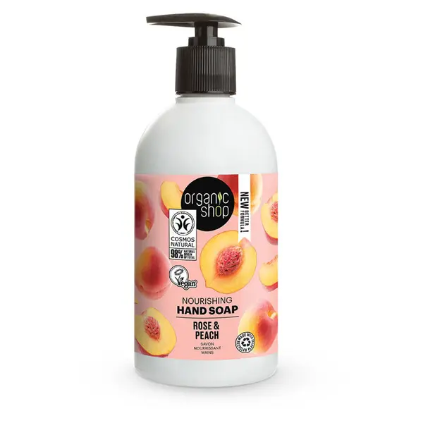 ORGANIC SHOP Vyživující mýdlo na ruce Růže a broskev 500 ml