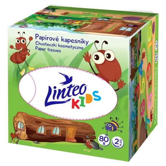 LINTEO Kids Papírové kapesníky 2-vrstvé BOX 80 ks