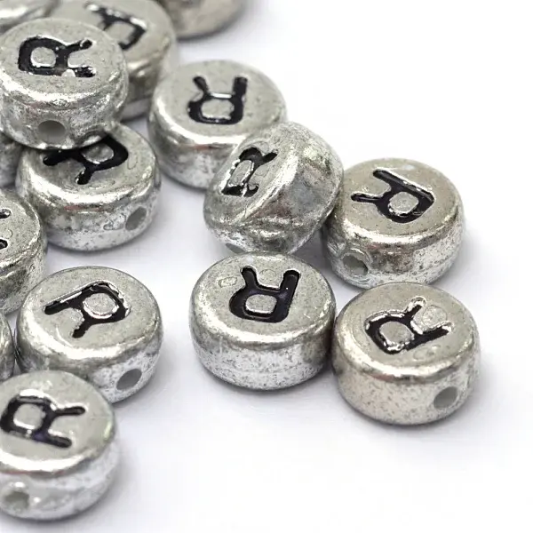 Plated Acrylic Horizontal Hole Letter Beads