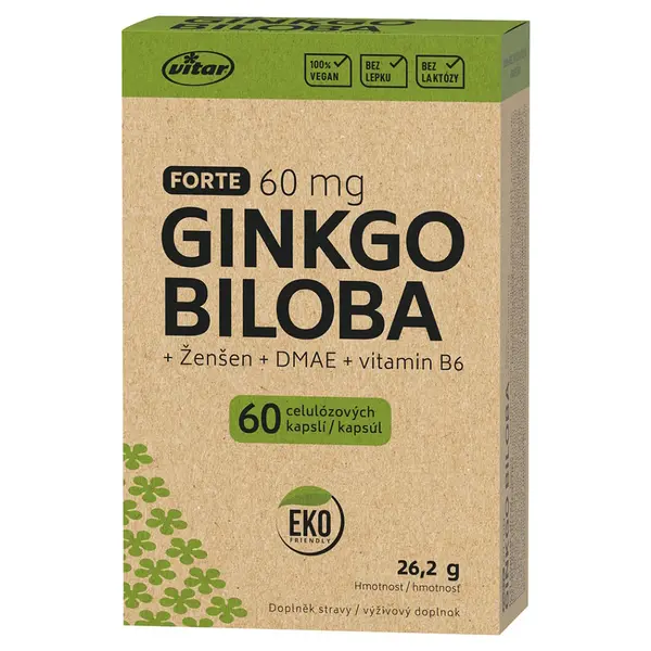 VITAR EKO Ginkgo biloba 60 mg + DMAE + vitamn B6 60 kapslí