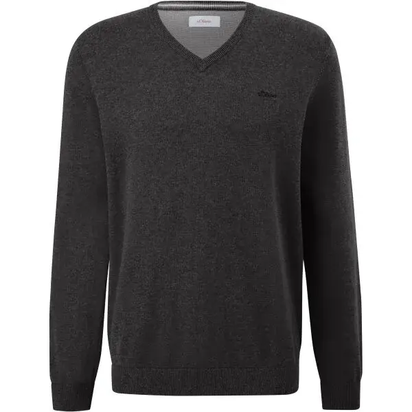 s.Oliver RL KNITTED PULLOVER V-NECK NOOS Pánsky sveter, tmavo sivá, veľkosť