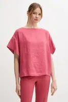 Lněná halenka Sisley béžová barva, hladká, 5BMLLQ06R