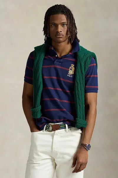 Bavlněné polo tričko Polo Ralph Lauren Sskccmslm24 Short Sleeve pánské, tmavomodrá barva, 710971839
