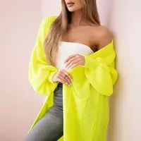 Kesi Włoski Svetr dlouhý kardigan žlutá neon
