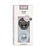 BIBS Colour Dudlíky z přírodního kaučuku - velikost 1, Iron/Baby Blue 2 ks
