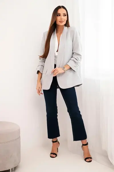Kesi Włoski Šedé sako s klopami elegantní