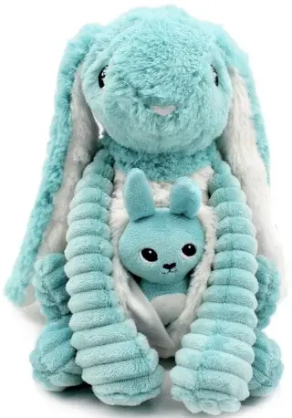 PTIPOTOS Plyšový králík Toudou modrý - máma s miminkem