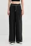 Kalhoty Stine Goya dámské, černá barva, široké, high waist, SG-PF25-P093-2369