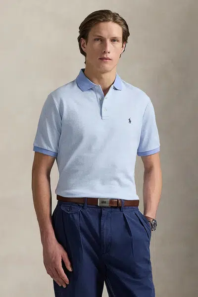 Bavlněné polo tričko Polo Ralph Lauren pánské, modrá barva, 710974270