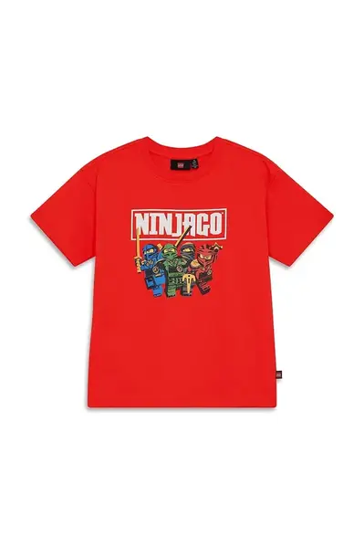 Dětské bavlněné tričko Lego LWTAFFY 621 červená barva, s potiskem, 11011249