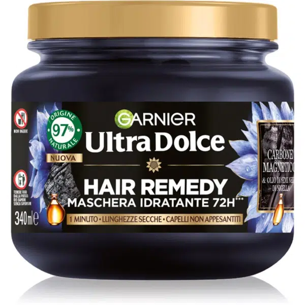 Garnier Ultra Doux Magnetic Charcoal hydratační maska pro mastnou vlasovou pokožku a suché konečky 340 ml