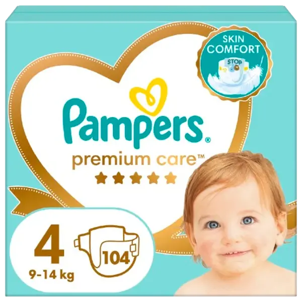 PAMPERS Premium Care plenky vel. 4, 9-14 kg, 104 ks