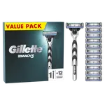 GILLETTE Mach3 Pánský holicí strojek, 1 holicí strojek Gillette, 12 náhradních holicích hlavic