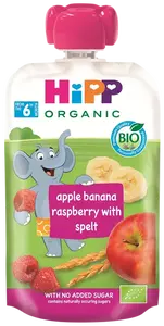 HIPP BIO Hippis 100% ovoce Jablko-Banán-Maliny-Špalda 100 g