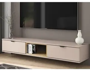 Závěsný TV stolek Avola, béžová kašmír/dub cremona