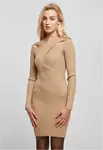 Women's dress with crossed ribbed knit unionbeige