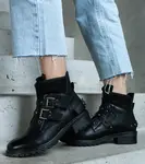 Gemre Black ankle boots embellished with studs on a flat heel Neffa