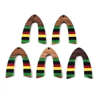 Jamaican Colour Epoxy Resin & Walnut Wood Pendants