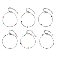 304 Stainless Steel Cable Chain Bracelet with Enamel Rondelle Beaded