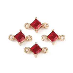 Brass Pave Glass Rhombus Links Connector Charms
