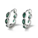 Green Cubic Zirconia Horse Eye Wrap Hoop Earrings