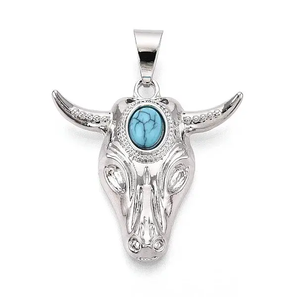 Brass and Synthetic Turquoise Pendants