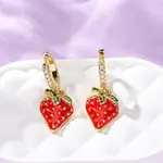 Brass Micro Pave Cubic Zirconia Hoop Earrings