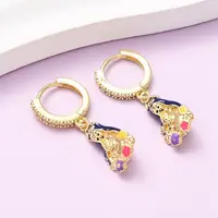 Brass Micro Pave Cubic Zirconia Human Hoop Earrings