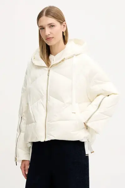 Péřová bunda Twinset béžová barva, zimní, oversize, 252TT2060