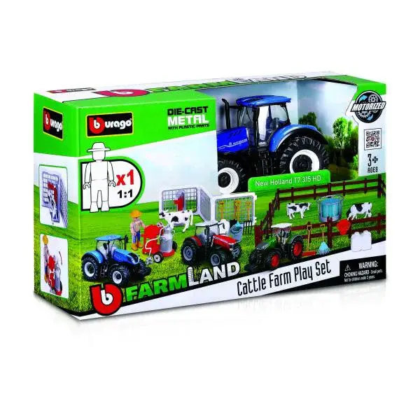 Bburago Farmland Kravská Farma s traktorem