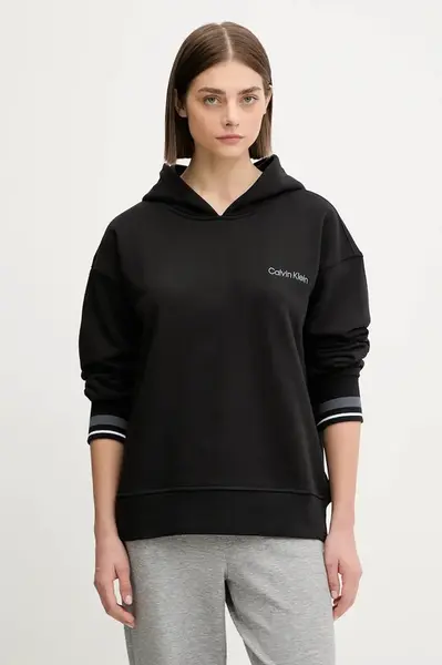 Mikina Calvin Klein Performance dámská, černá barva, s kapucí, hladká, LVGWF5W309