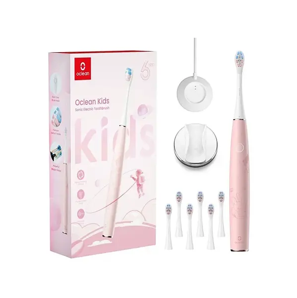 OCLEAN Sada kids růžová 6 ks hlavic a držák na zeď navíc