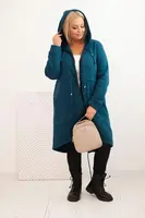 Kesi Dámská mikina zateplená Plus Size s kapucí a véčkovým výstřihem hnědá