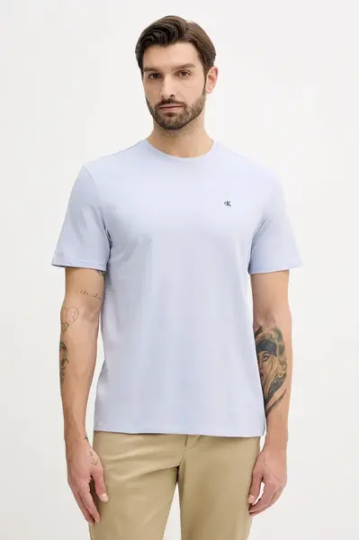 Bavlněné tričko Calvin Klein Jeans pánské, modrá barva, LV04RD254G