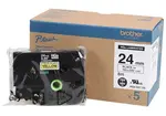Brother HGe-651, 24mm x 8m, 5ks, černý tisk / žlutý podklad, originální páska