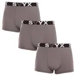 Styx 3PACK pánské boxerky sportovní guma nadrozměr tmavě šedé (R10636363) 3XL