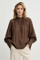 Halenka s příměsí hedvábí MUNTHE ROSEBERGER hnědá barva, 254102925427