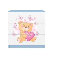 Dětská komoda Babydreams modrá - Medvídek s motýlky