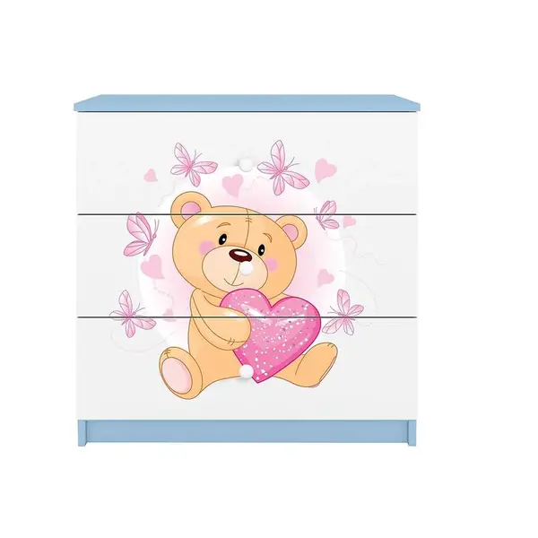 Dětská komoda Babydreams modrá - Medvídek s motýlky