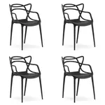 Sada 4 ks plastových židlí KATO, černá
