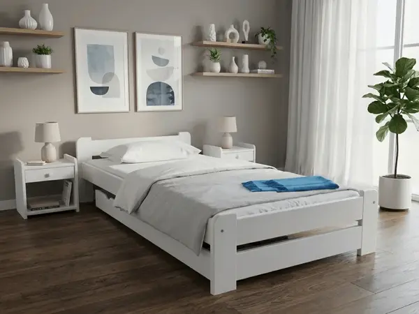 Posteľ Emily 80 x 200 cm, biela Rošt: Bez roštu, Matrac: Matrac DELUXE 10 cm