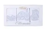 Bavlněné kuchyňské utěrky OTTOMAN, 3 ks Bílá / stříbrná výšivka
