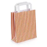 50 x Taška z kraftového papíru 190 x 220 x 80 mm s oranžovými pruhy