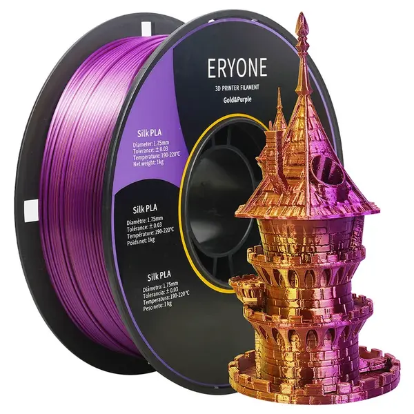 ERYONE Dual Color Silk PLA Filament 1kg - Yellow and Purple