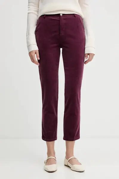 Manšestrové kalhoty United Colors of Benetton tmavomodrá barva, střih cigarette, high waist, 4MIQDF07W