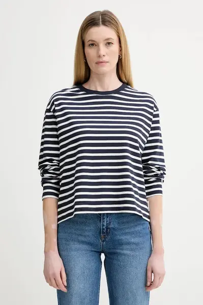 Bavlněné tričko s dlouhým rukávem Marc O'Polo tmavomodrá barva, cold shoulder, 5000007507