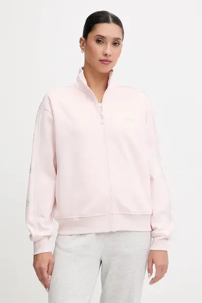 Mikina Guess OCTAVIA dámská, růžová barva, s kapucí, s aplikací, V5BQ15 KCX22