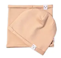 Baby Nellys Čepice s nákrčníkem bavlna, Little Bear,béžová,92/98